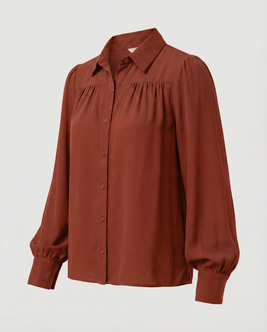 Damen Elegante Bluse mit Puffärmeln und Knopfdetails R&B