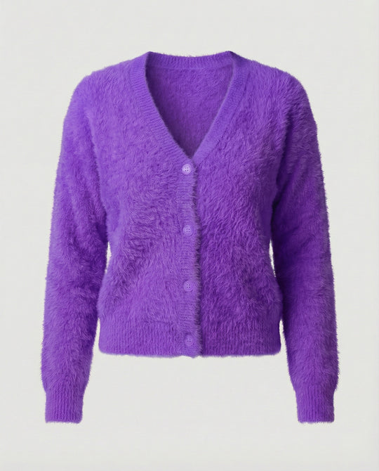 Strickjacke Damen kuschelig mit V-Ausschnitt und Knopfdetails