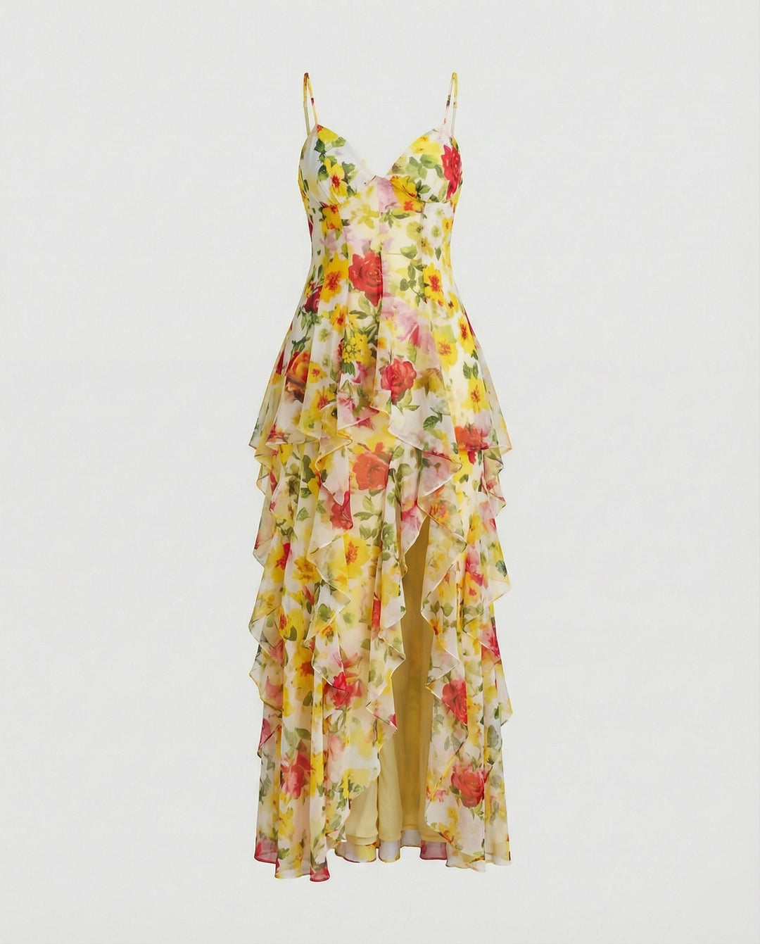 Damen Blumenkleid Maxikleid Chiffon