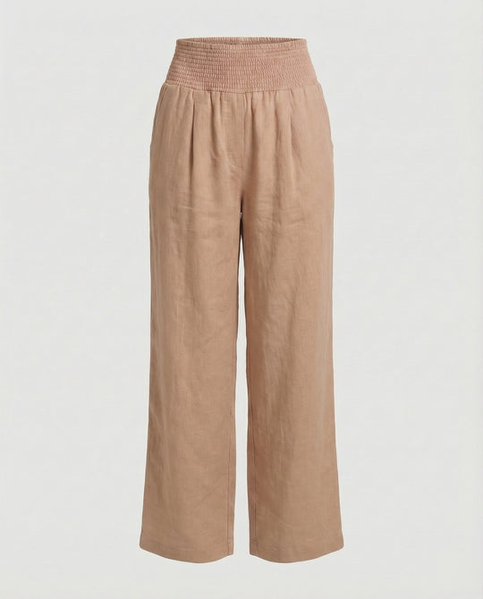 Damen Luftige Leinenhose mit elastischem Bund und Weitschnitt R&B