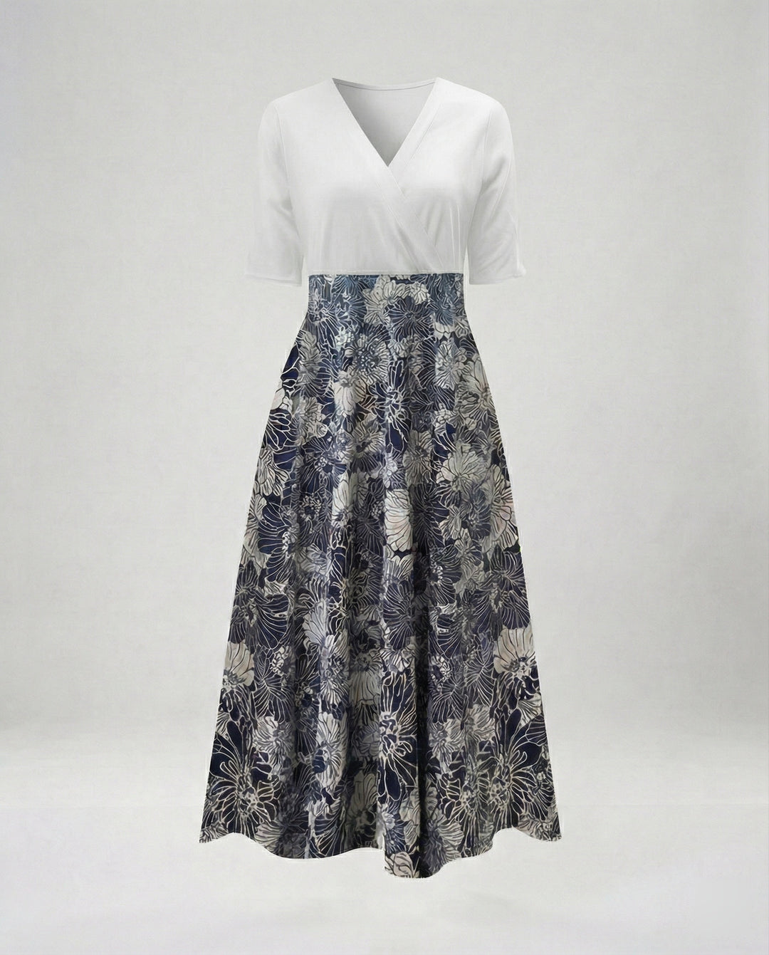 Damen Wickel Maxikleid mit V-Ausschnitt