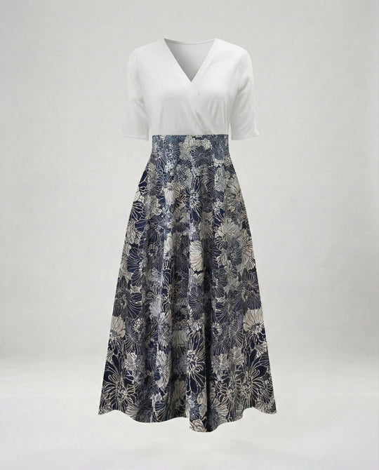 Damen Wickel Maxikleid mit V-Ausschnitt