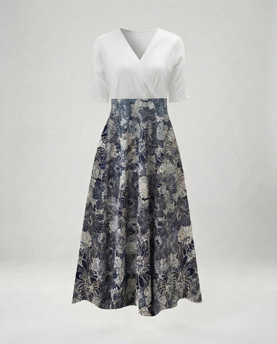 Damen Wickel Maxikleid mit V-Ausschnitt