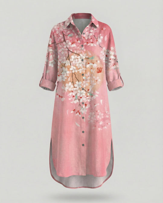 Damen Kaftan Kleid lang Seidenoptik