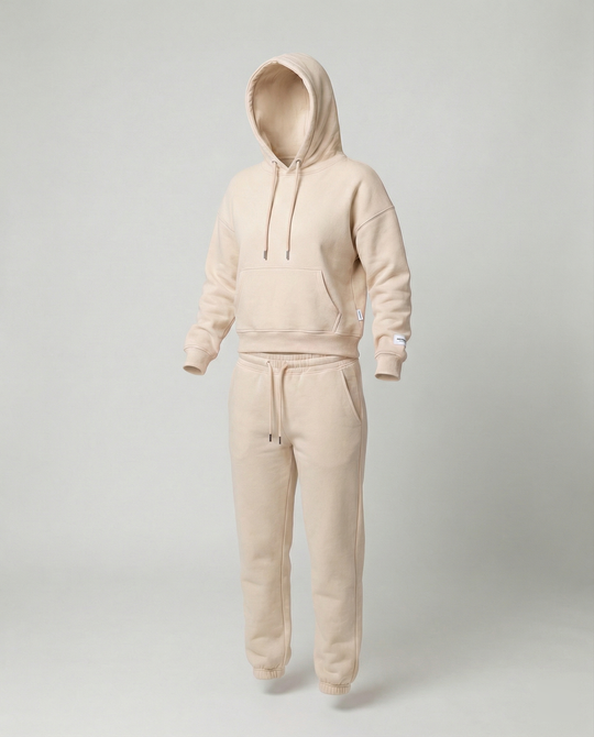 Damen sportlicher Freizeitsatz mit Kapuzenpullover und bequemen Jogginghosen R&B