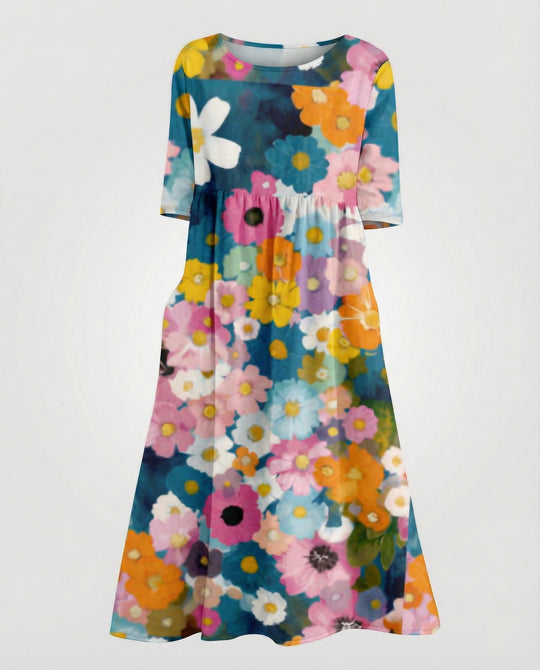 Damen Maxikleid A-Linie fließend