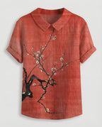 Damen Bluse Leinen Peter Pan Kragen