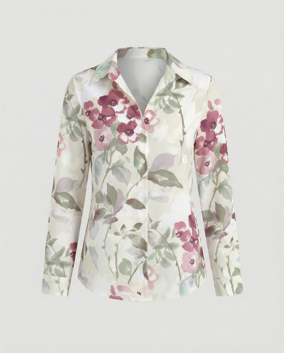 Hemdbluse Seidenoptik Damen Floral