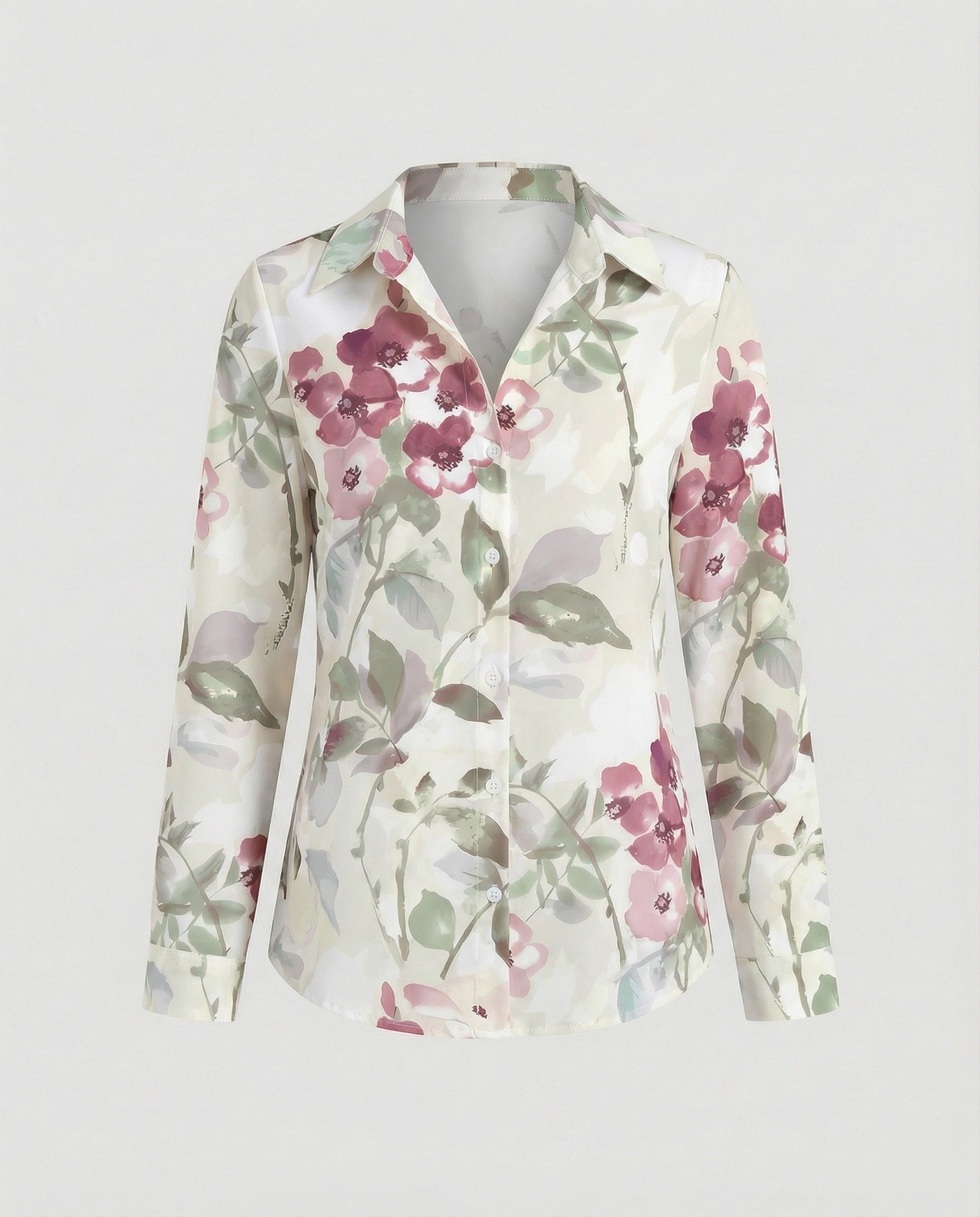 Hemdbluse Seidenoptik Damen Floral