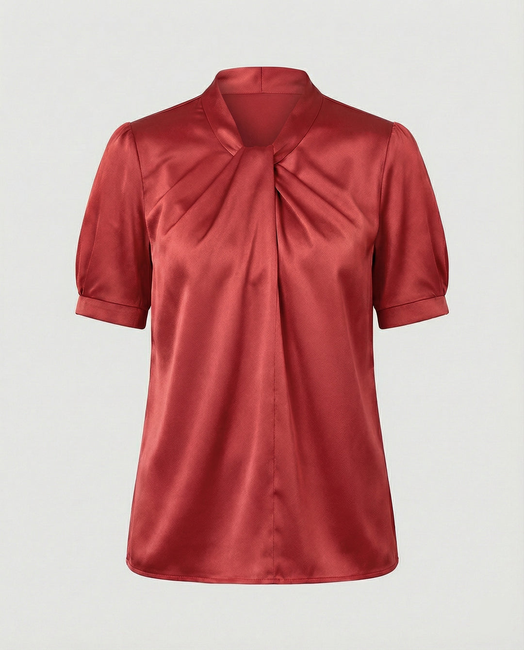 Satin Blusentop Damen mit Krawattenkragen