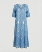 Boho Maxikleid Damen Kordelzug