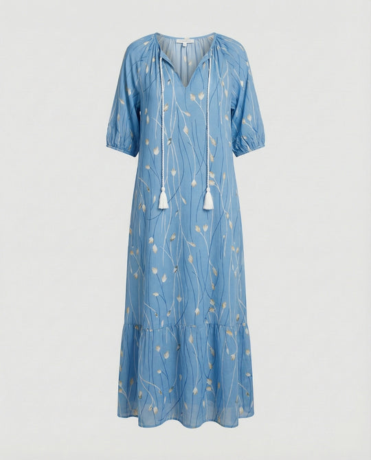 Boho Maxikleid Damen Kordelzug