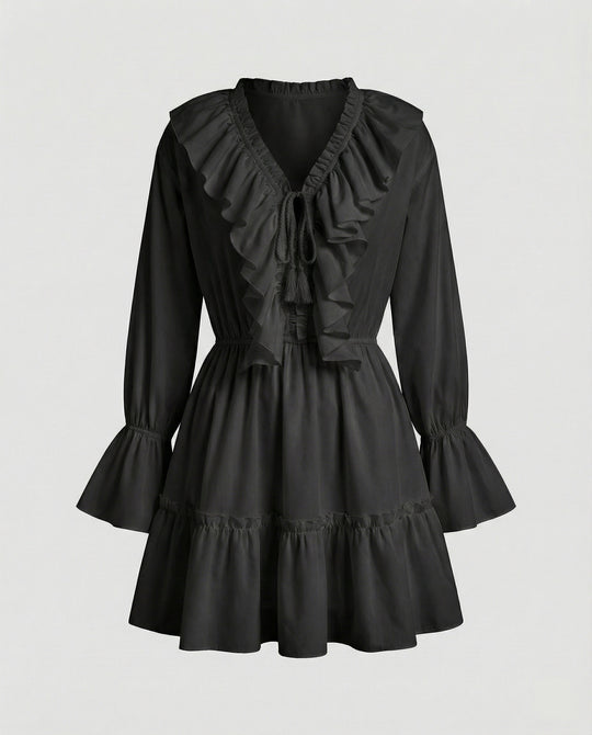Freizeitkleid Damen Volant Minikleid