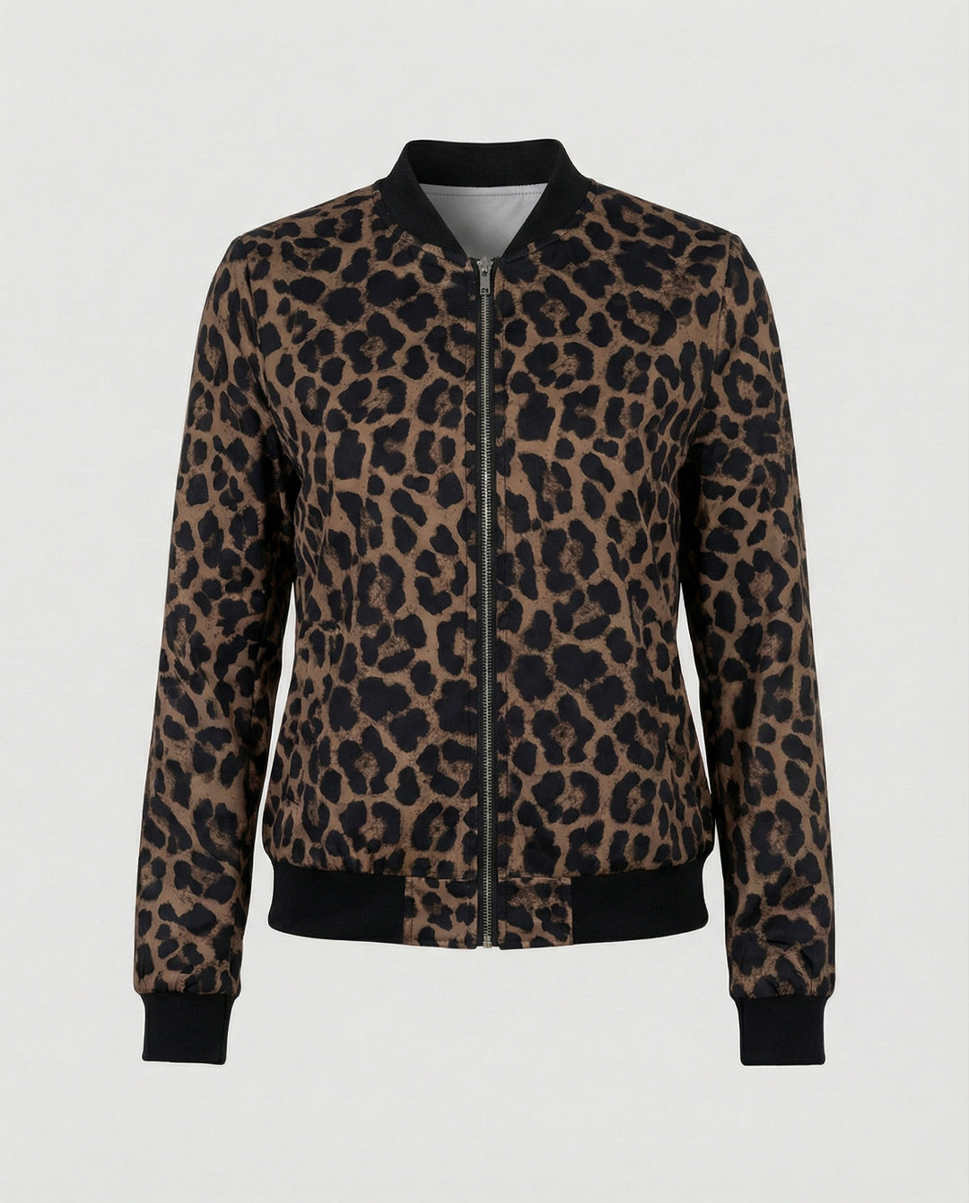 Damen Glänzende Bomberjacke mit Reißverschluss R&B