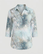Hemdbluse Seidenoptik Damen Floral