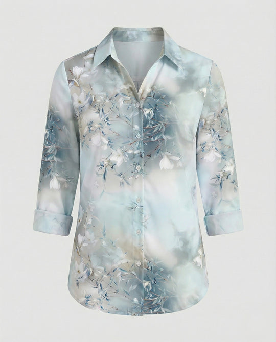 Hemdbluse Seidenoptik Damen Floral