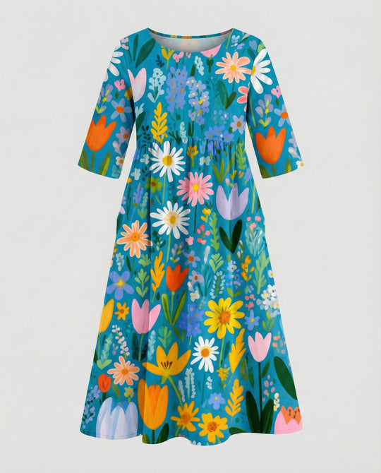Damen Maxikleid A-Linie fließend