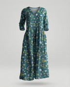 Damen Maxikleid Sommer Leinenoptik V-Ausschnitt