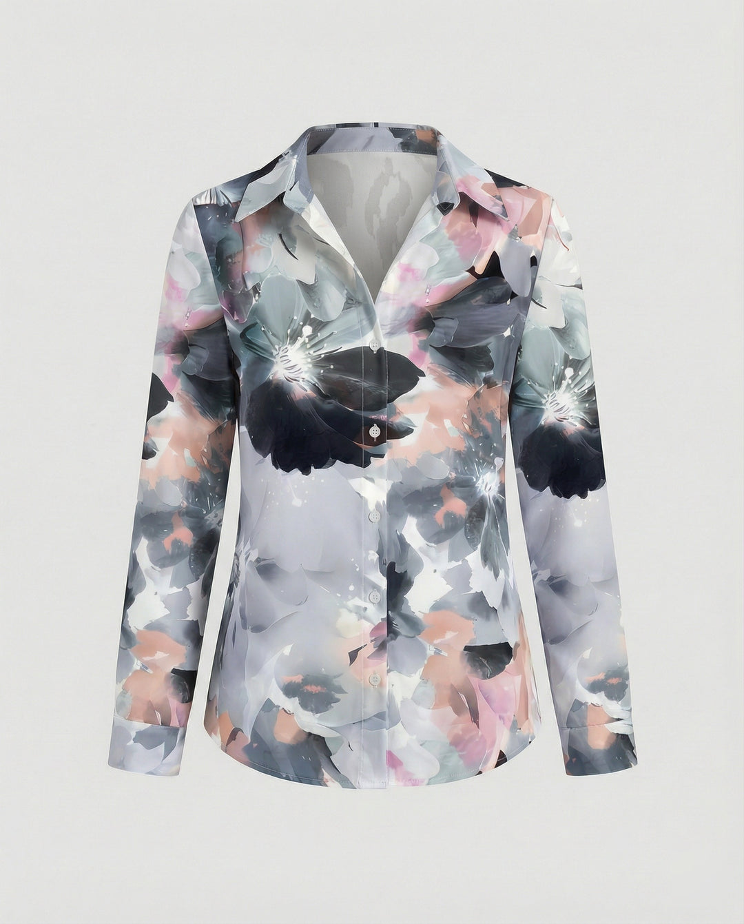 Hemdbluse Seidenoptik Damen Floral