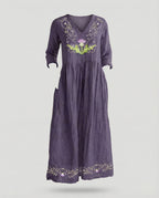 Damen Boho Maxikleid Sommer Leinenoptik
