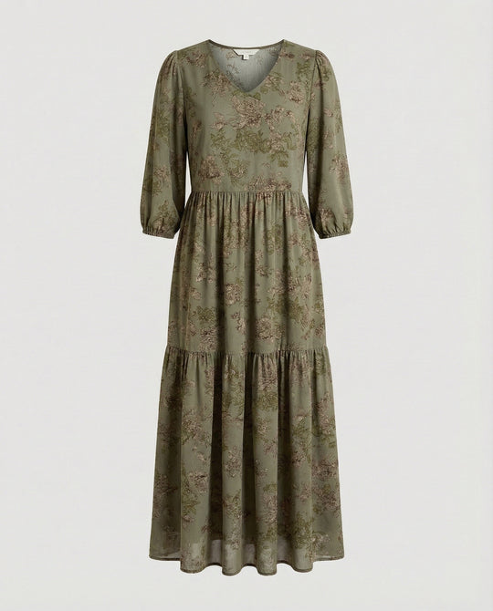 Damen Midikleid Sommer Stufenrock