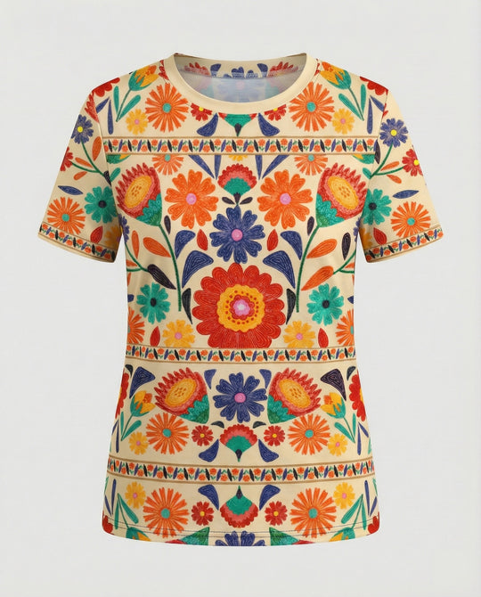 Kurzarmshirt Damen Mit Blumenprint