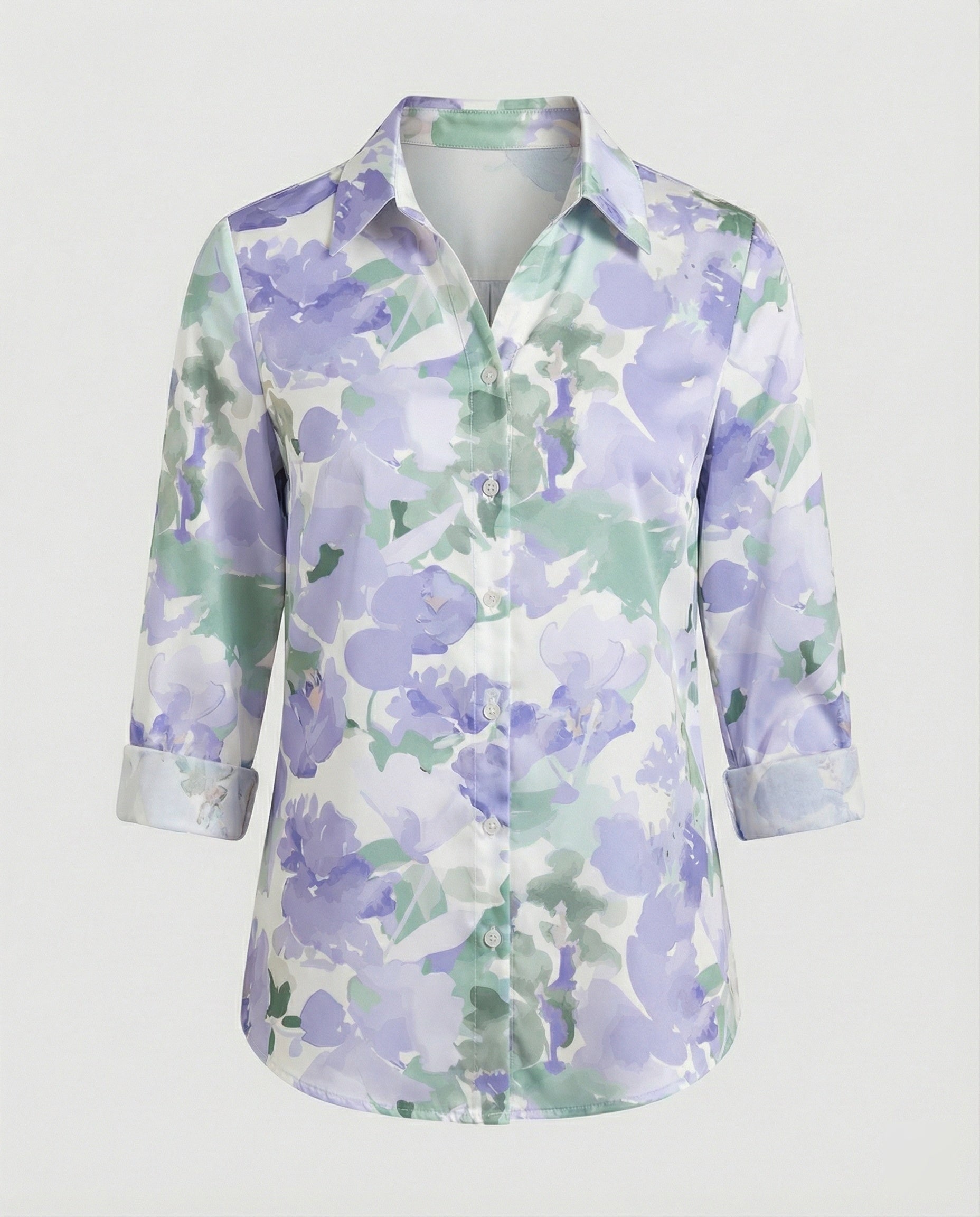 Hemdbluse Seidenoptik Damen Floral