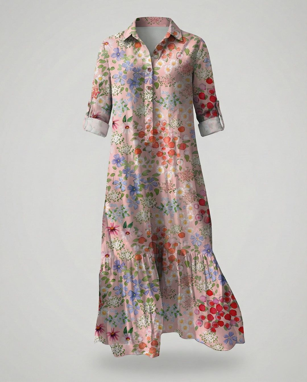 Damen Hemdblusenkleid mit Volant