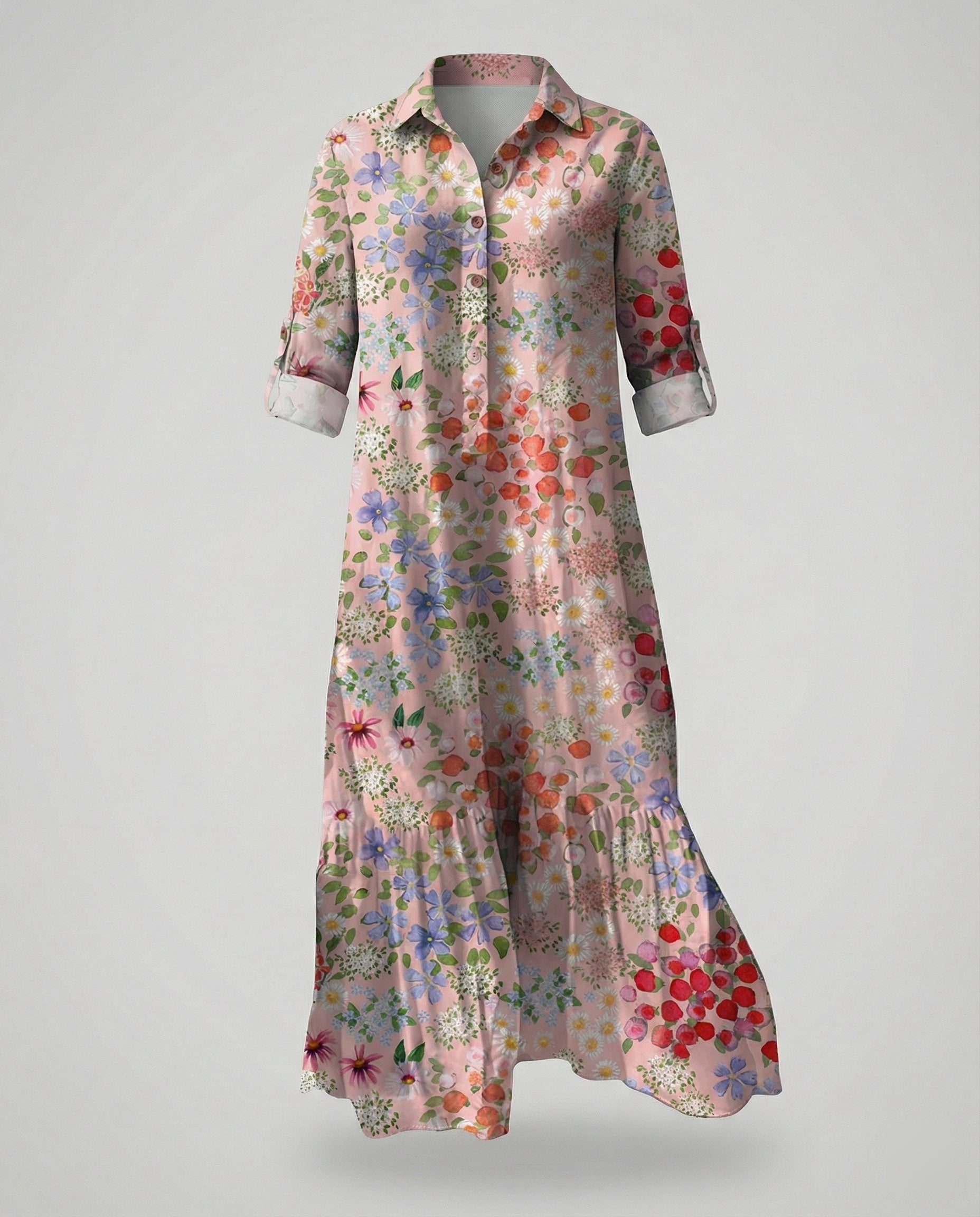 Damen Hemdblusenkleid mit Volant