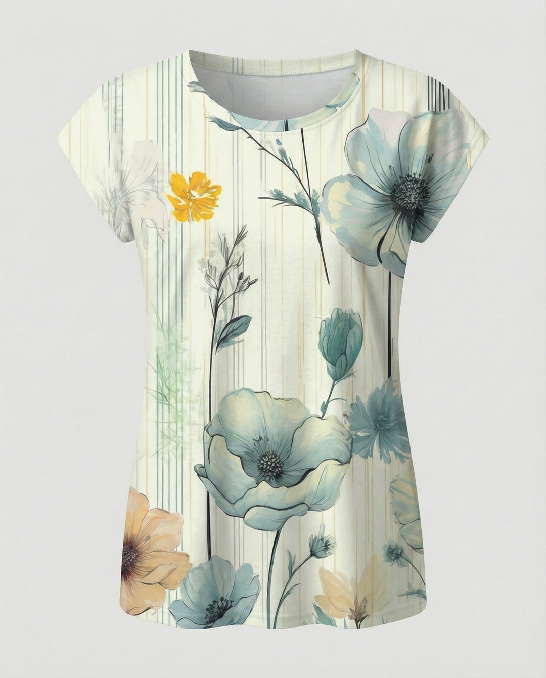 Aquarell Sommerbluse Damen Asymmetrisch