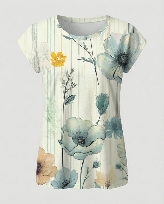 Aquarell Sommerbluse Damen Asymmetrisch