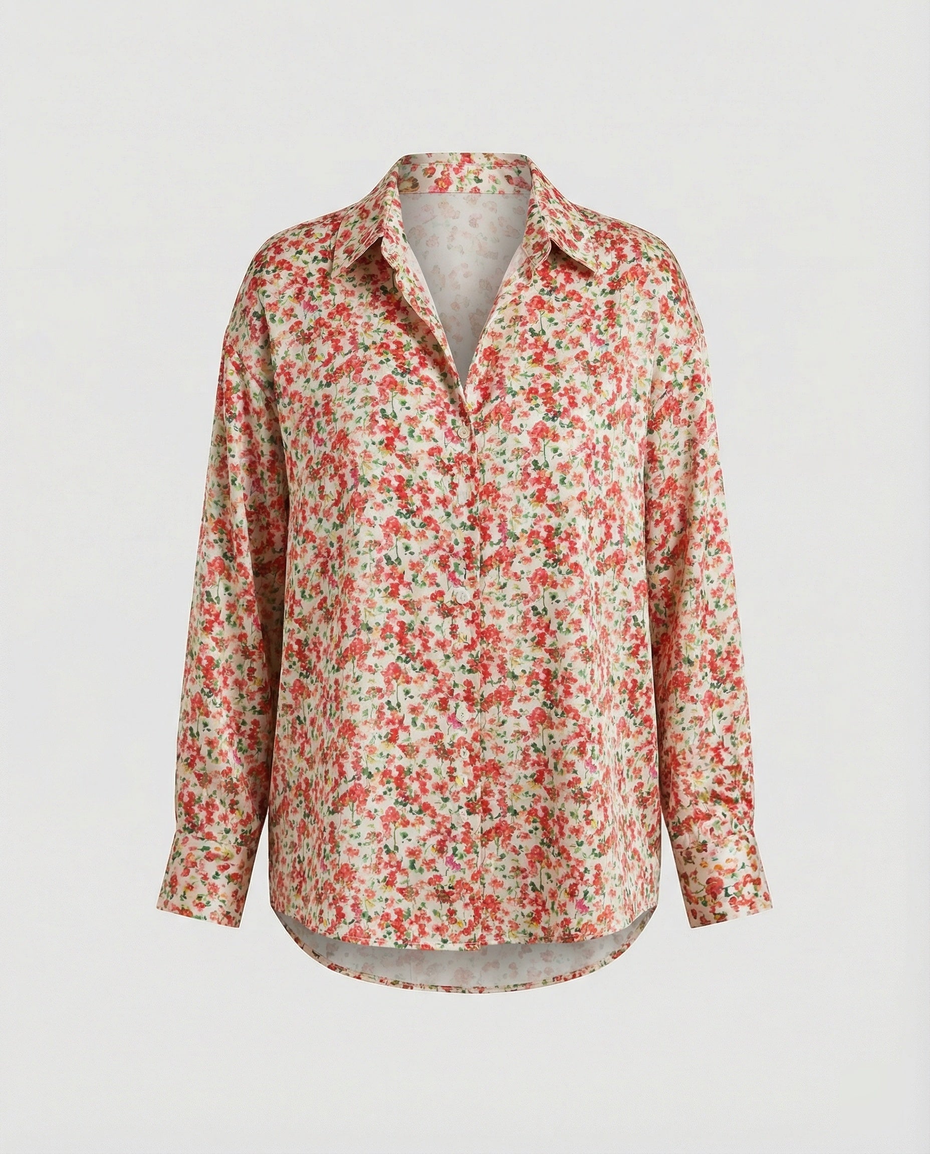 Leichte Hemdbluse Damen Aquarell Blumen