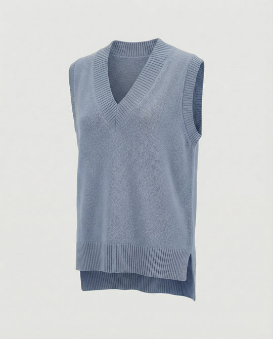 Damen Strickweste mit V-Ausschnitt und Rippstruktur R&B