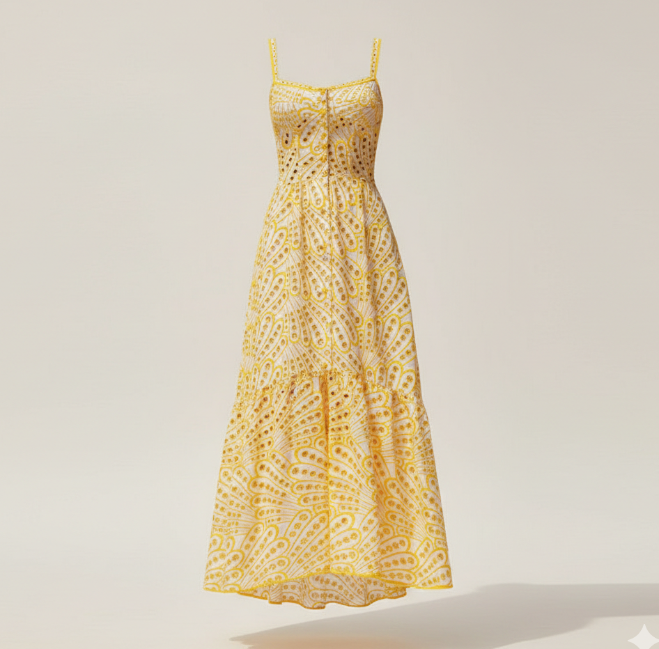 Damen Maxikleid Paisley mit Stufen