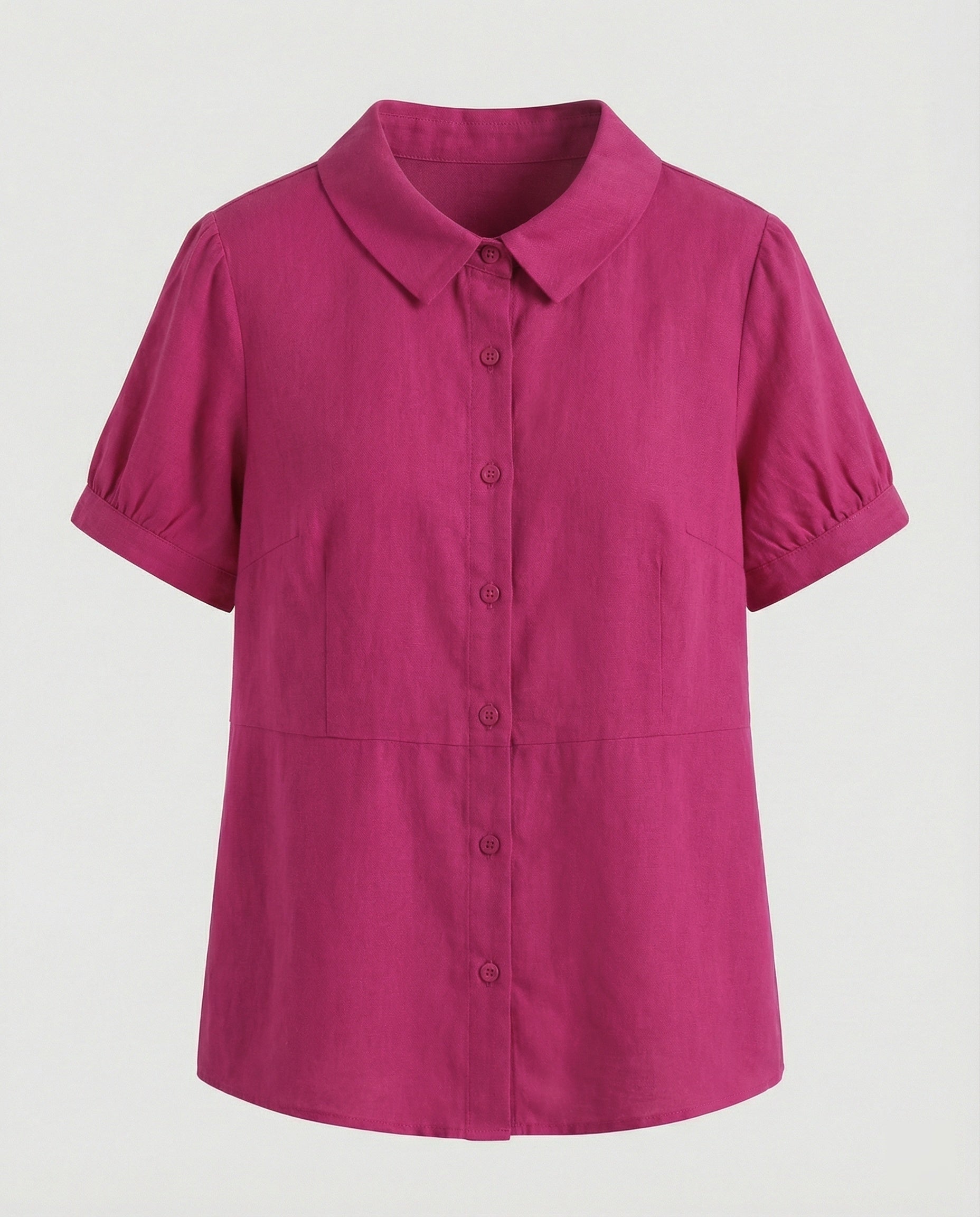 Damen Bluse Leinen Peter Pan Kragen