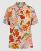 Damen Bluse Leinen Peter Pan Kragen
