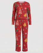 Damen Pyjama Set Damen Print