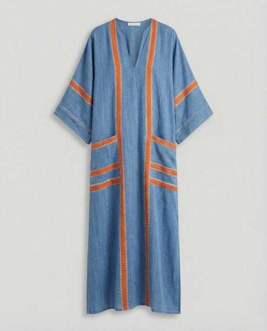 Leinen Kaftan Maxikleid Damen