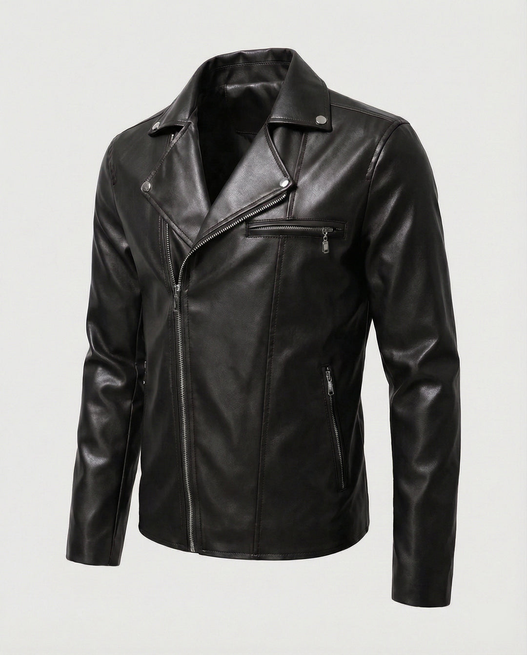 Herren Kunstleder Bikerjacke mit Designdetails