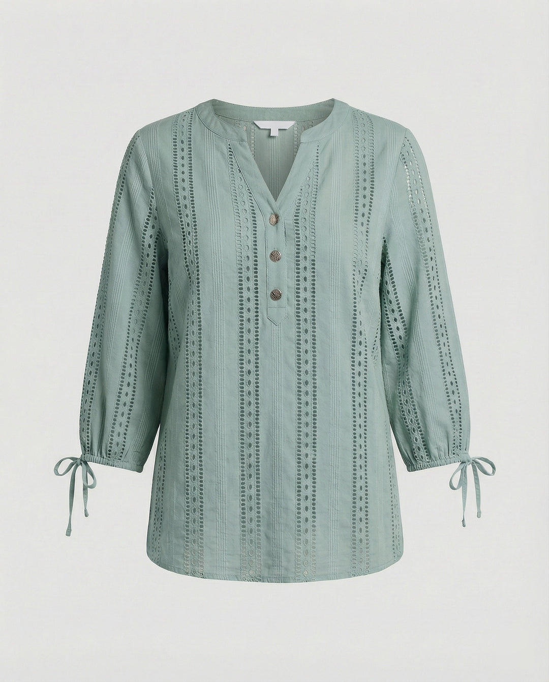 Damen Modisches Blusenshirt mit Spitzendetails und Knopfleiste R&B