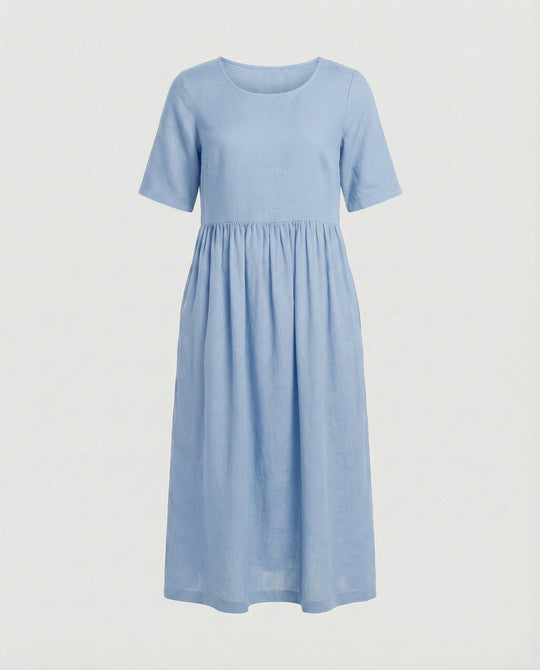 Freizeitkleid Damen Midikleid Leinenoptik