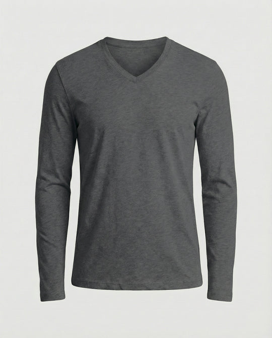 Herren lässiges V-Ausschnitt Langarmshirt R&B