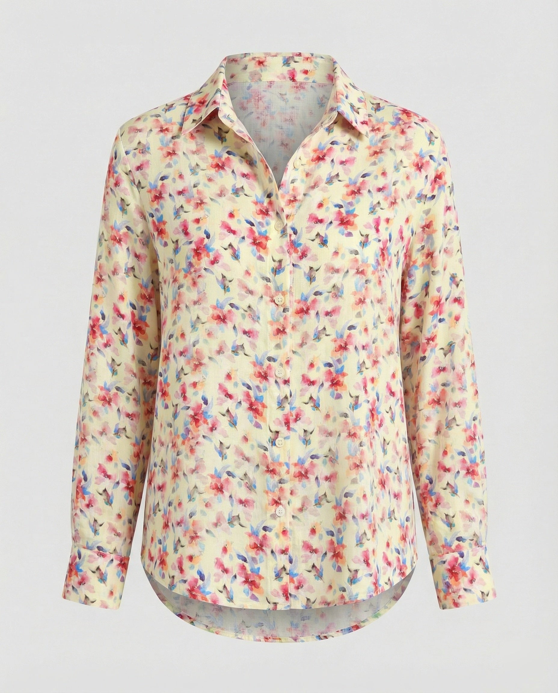 Leichte Hemdbluse Damen Aquarell Blumen