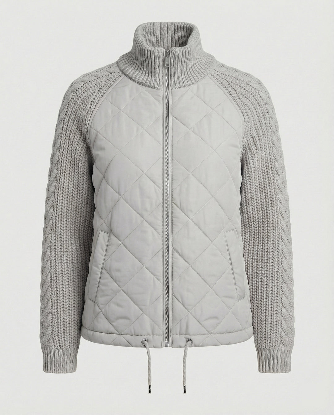 Steppjacke Damen mit Strickmuster und hohem Kragen