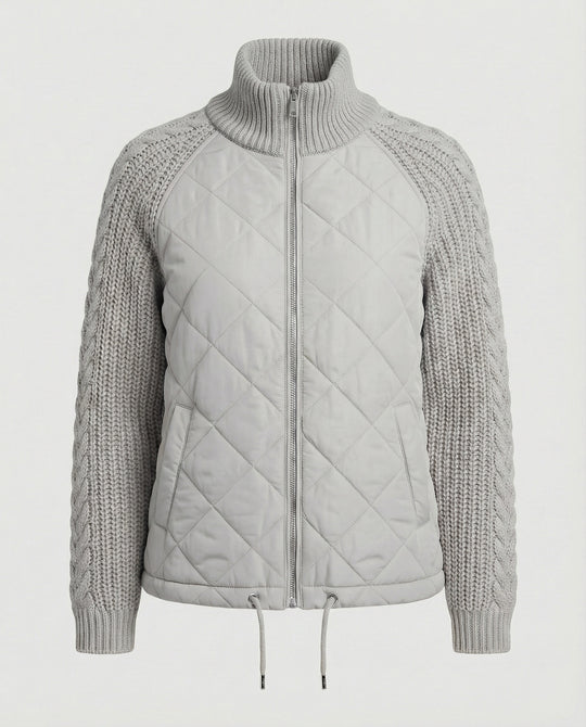 Steppjacke Damen mit Strickmuster und hohem Kragen