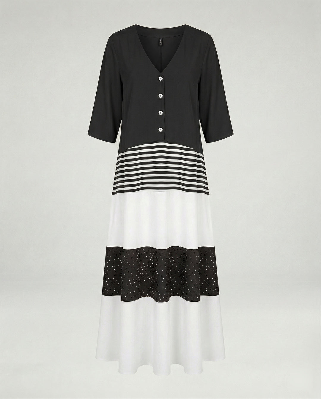 Damen Maxikleid mit Knopfleiste Stufen