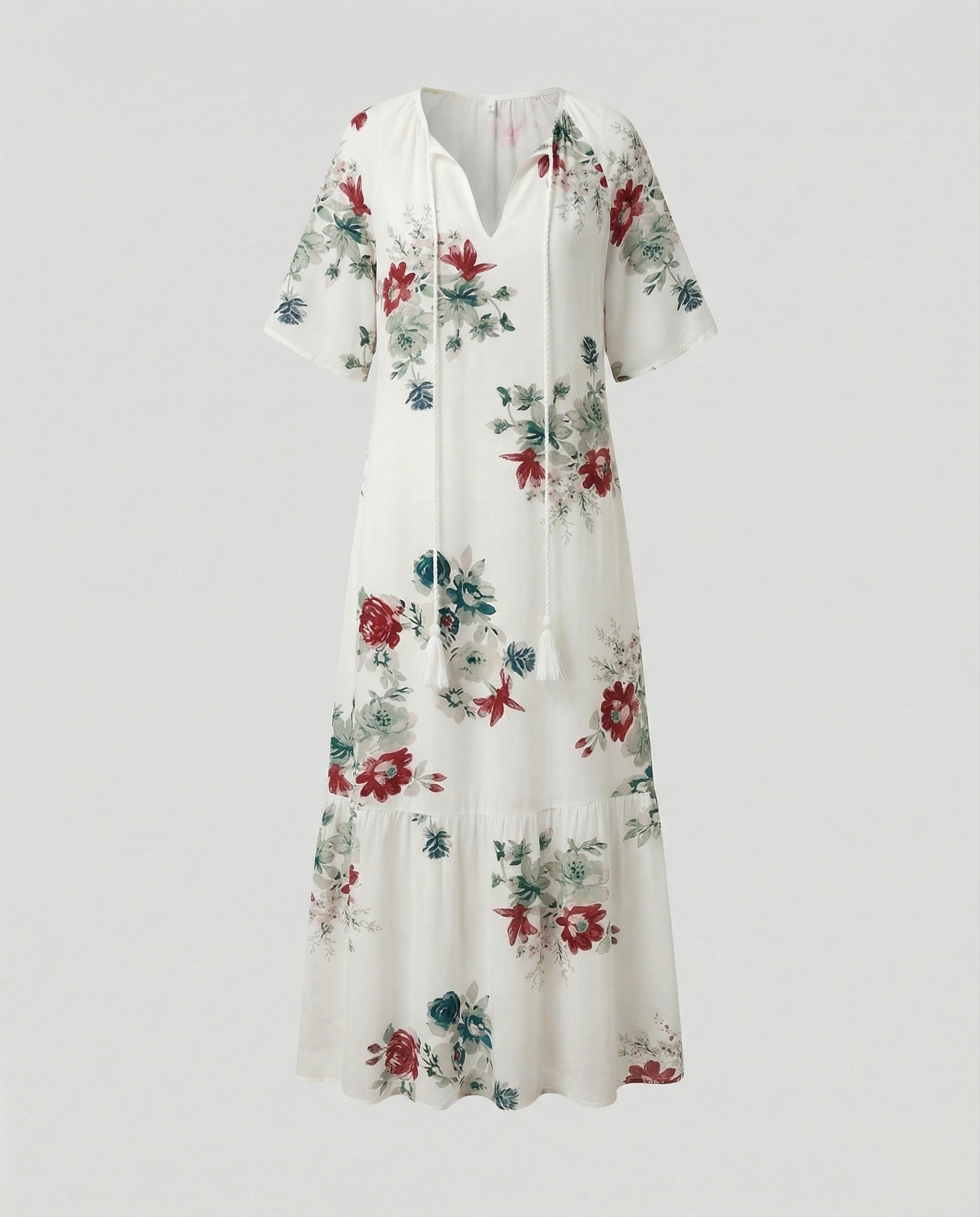 Boho Maxikleid Damen Kordelzug