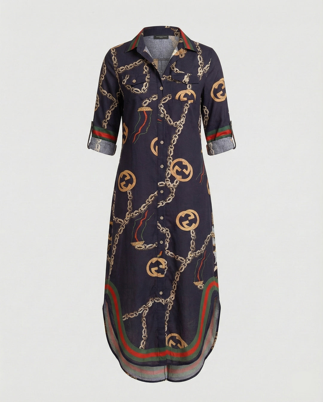 Freizeitkleid Damen Hemdblusenkleid Schlitz