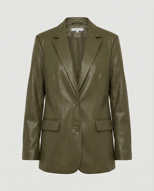 Damen Oversized Kunstleder Blazer im Trend-Look