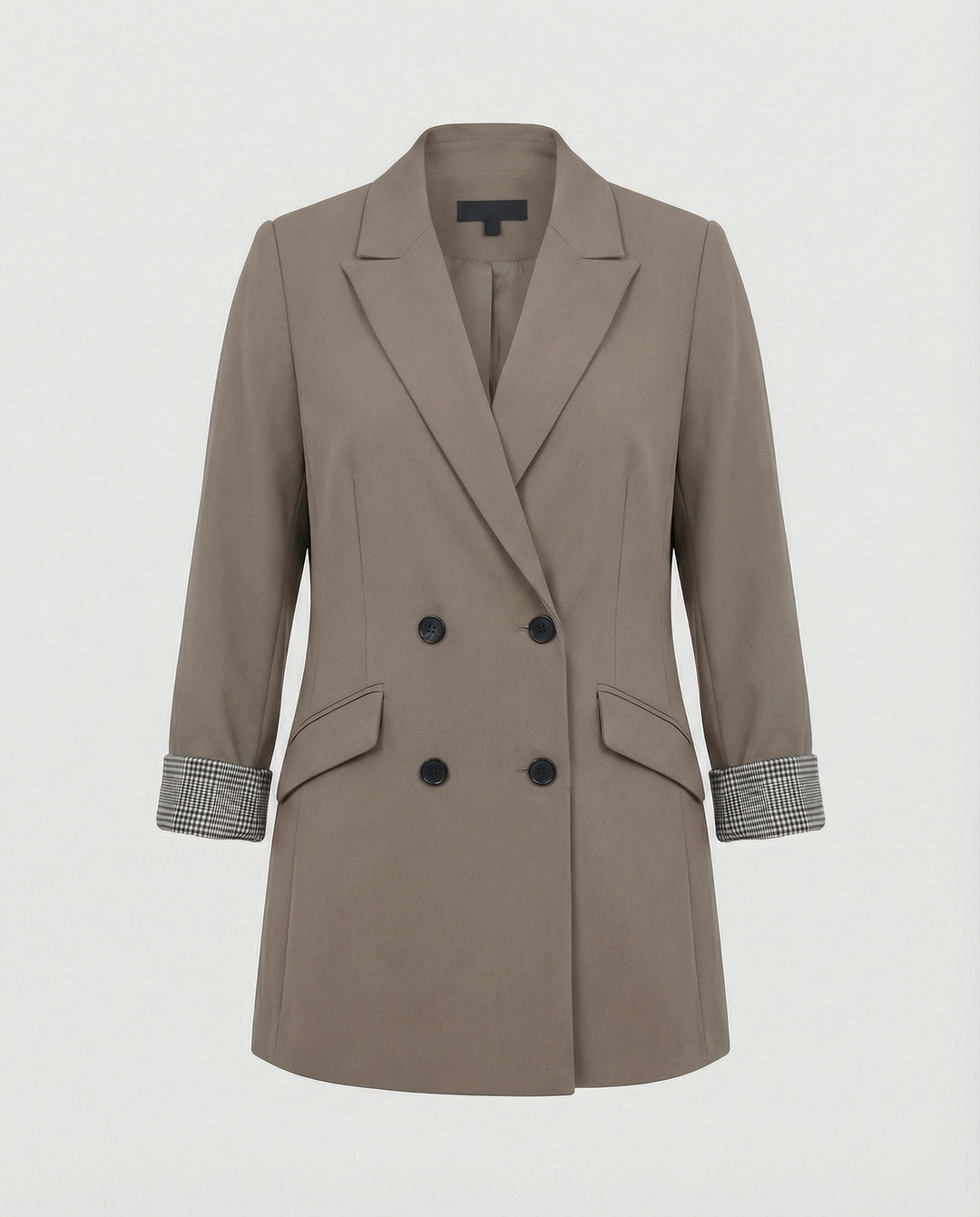 Damen Doppelreihiger Blazer mit kontrastierenden Ärmelaufschlägen R&B